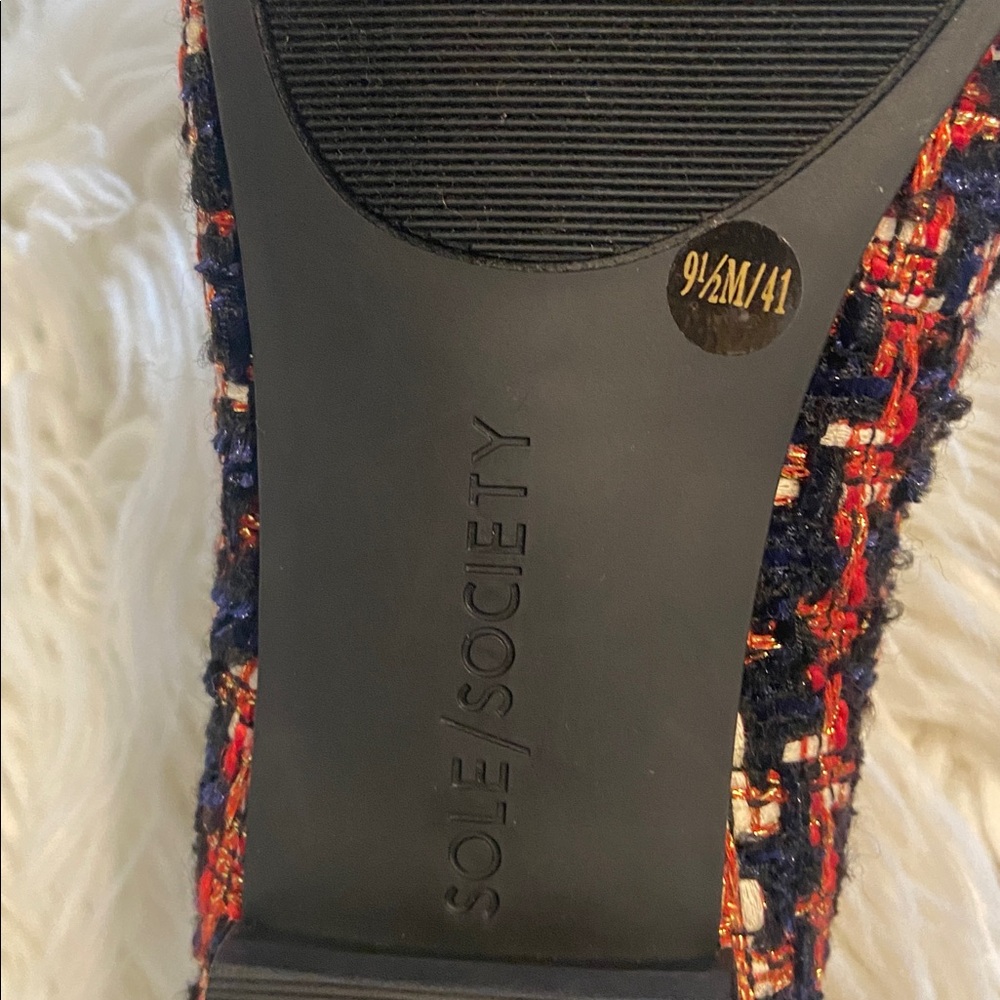 SOLE Society Women's Tweed Loafers - Navy and Orange size 9.5 BNWOT - Picture 7 of 12